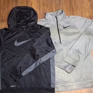Two Nike sweater and hoodie black and grey